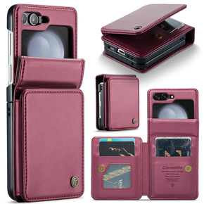 CASEME flipové puzdro pre Samsung Galaxy Z Flip5 5G, Litchi Wallet, červené