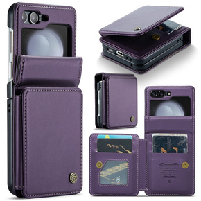 CASEME flipové puzdro pre Samsung Galaxy Z Flip5 5G, Litchi Wallet, fialové