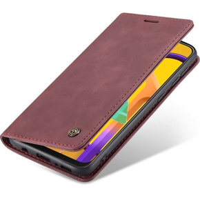 CASEME puzdro pre Samsung Galaxy M21, Leather Wallet Case, bordové