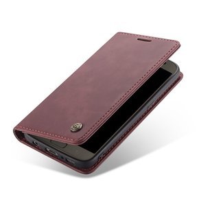 CASEME puzdro pre Samsung Galaxy S7, Leather Wallet Case, bordové