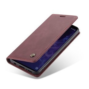 CASEME puzdro pre Samsung Galaxy S9, Leather Wallet Case, bordové