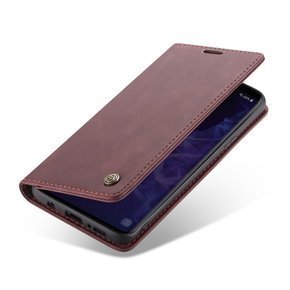 CASEME puzdro pre Samsung Galaxy S9 Plus, Leather Wallet Case, bordové