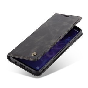 CASEME puzdro pre Samsung Galaxy S9 Plus, Leather Wallet Case, čierne