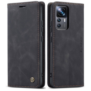 CASEME puzdro pre Xiaomi 12T / 12T Pro, Leather Wallet Case, čierne