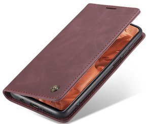 CASEME puzdro pre Xiaomi do Czerwonemi Note 9s / 9 Pro, Leather Wallet Case, bordové