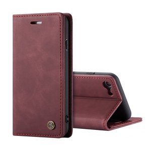 CASEME puzdro pre iPhone 7/8/SE 2020/SE 2022, Leather Wallet Case, bordové
