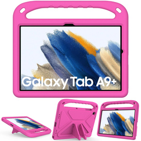Detské puzdro pre Samsung Galaxy Tab A9+, detské puzdro s rukoväťou, ružové
