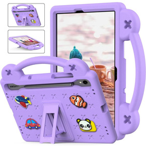Detské puzdro pre Samsung Galaxy Tab S7/S8/S9, Cute Patterns, so stojanom, fialové