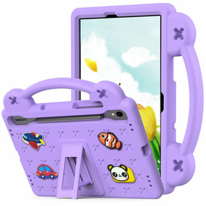 Detské puzdro pre Samsung Galaxy Tab S9 FE, Cute Patterns, so stojanom, fialový