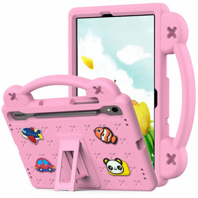 Detské puzdro pre Samsung Galaxy Tab S9 FE, Cute Patterns, so stojanom, ružové