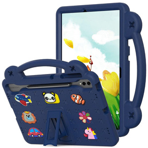 Detské puzdro pre Samsung Galaxy Tab S9 FE+ Plus, Cute Patterns, so stojanom, tmavomodrá