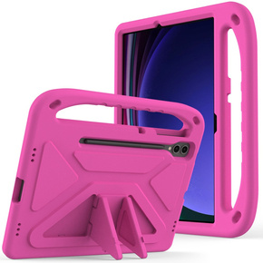 Detské puzdro pre Samsung Galaxy Tab S9 FE+, detské puzdro s rukoväťou, ružové
