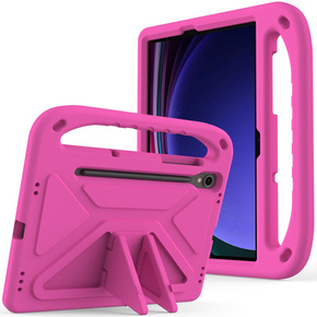 Detské puzdro pre Samsung Galaxy Tab S9 FE, detské puzdro s rukoväťou, ružové