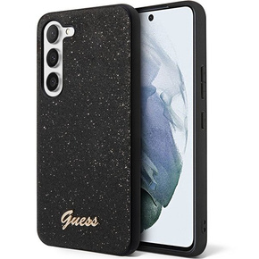 GUESS Obal na mobil pre Galaxy S23, Glitter Script Hardcase, čierne