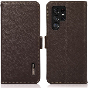 KHAZNEH RFID puzdro pre Samsung Galaxy S24 Ultra, Litchi Texture, hnedé