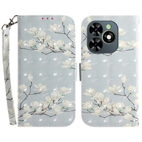 Klapkové puzdro pre Infinix Hot 40i, Wallet, Magnolia Flowers sivé