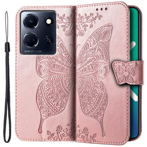 Klapkové puzdro pre Infinix Note 30 5G, Butterfly, ružové rose gold