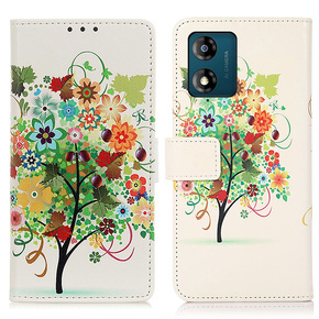 Klapkové puzdro pre Motorola Moto E13, Wallet Tree, biele