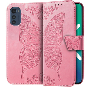 Klapkové puzdro pre Motorola Moto E32 4G, Butterfly, ružové