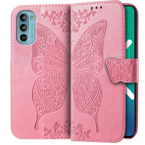 Klapkové puzdro pre Motorola Moto G52 / G82 5G, Butterfly, ružové