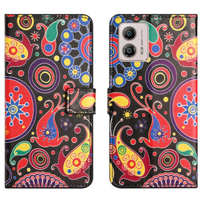 Klapkové puzdro pre Motorola Moto G53 5G / G23 / G13, Wallet, colorful jellyfish, čierne