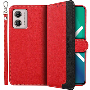 Klapkové puzdro pre Motorola Moto G53 / G23 / G13, KHAZNEH RFID, Dual Color, červené