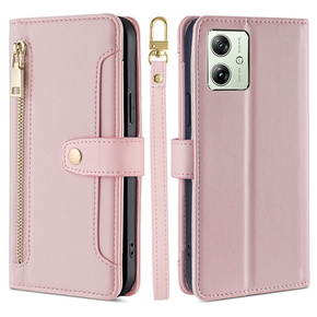 Klapkové puzdro pre Motorola Moto G54 5G, Wallet Zipper Pocket, ružové