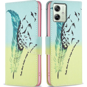 Klapkové puzdro pre Motorola Moto G54 5G, Wallet, feather, modré