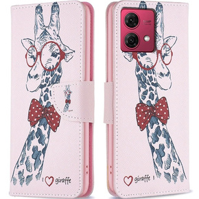 Klapkové puzdro pre Motorola Moto G84 5G, Wallet, giraffe, ružové