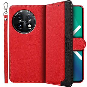 Klapkové puzdro pre OnePlus 11 5G, KHAZNEH RFID, Dual Color, červené