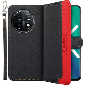 Klapkové puzdro pre OnePlus 11 5G, KHAZNEH RFID, Dual Color, čierne