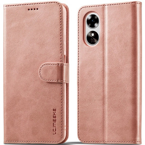 Klapkové puzdro pre Oppo A17, LC.IMEEKE, ružové rose gold