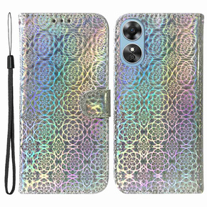 Klapkové puzdro pre Oppo A17, Wallet mandala, sivé