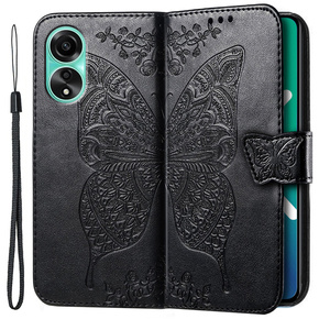 Klapkové puzdro pre Oppo A78 4G, Butterfly, čierne