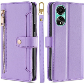 Klapkové puzdro pre Oppo A78 4G, Wallet Zipper Pocket, fialové