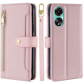 Klapkové puzdro pre Oppo A78 4G, Wallet Zipper Pocket, ružové