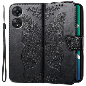 Klapkové puzdro pre Oppo A78 5G, Butterfly, čierne