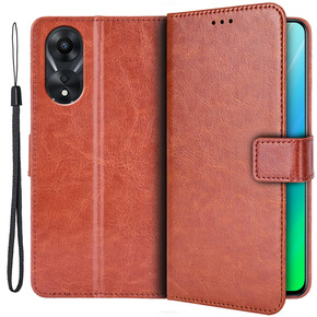 Klapkové puzdro pre Oppo A78 5G, Crazy Horse Wallet, hnedé