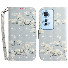 Klapkové puzdro pre Oppo Reno 11F 5G, Wallet, Magnolia Flowers sivé