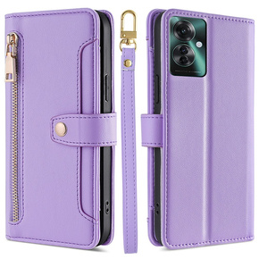 Klapkové puzdro pre Oppo Reno 11F 5G, Wallet Zipper Pocket, fialové