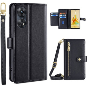 Klapkové puzdro pre Oppo Reno8 T 4G, Wallet Zipper Pocket, čierne