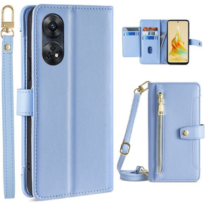 Klapkové puzdro pre Oppo Reno8 T 4G, Wallet Zipper Pocket, modré