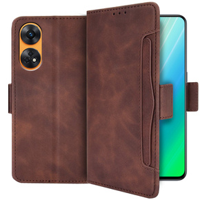 Klapkové puzdro pre Oppo Reno8 T, Card Slot, hnedé