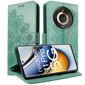 Klapkové puzdro pre Realme 11 Pro 5G / Pro+ 5G, Mandala Flower, zelený