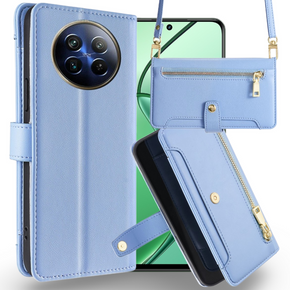 Klapkové puzdro pre Realme 12, Wallet Zipper Pocket, modré