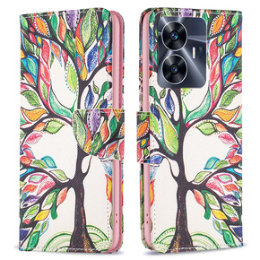 Klapkové puzdro pre Realme C55, Wallet, tree of life, biele