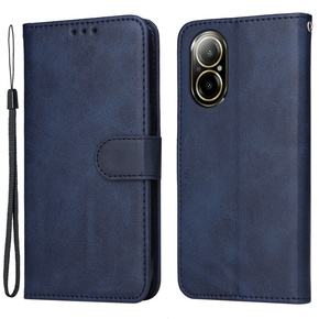 Klapkové puzdro pre Realme C67, Leather Wallet, tmavomodré