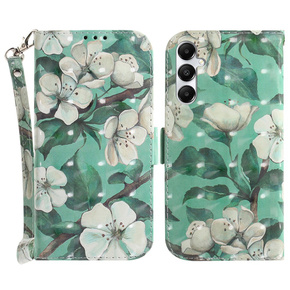 Klapkové puzdro pre Samsung Galaxy A05s, Wallet, Flowers, zelený