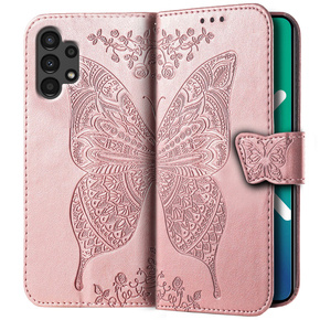 Klapkové puzdro pre Samsung Galaxy A13 4G, Butterfly, ružové