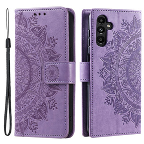 Klapkové puzdro pre Samsung Galaxy A15, Mandala Flower, modré + 9H sklo